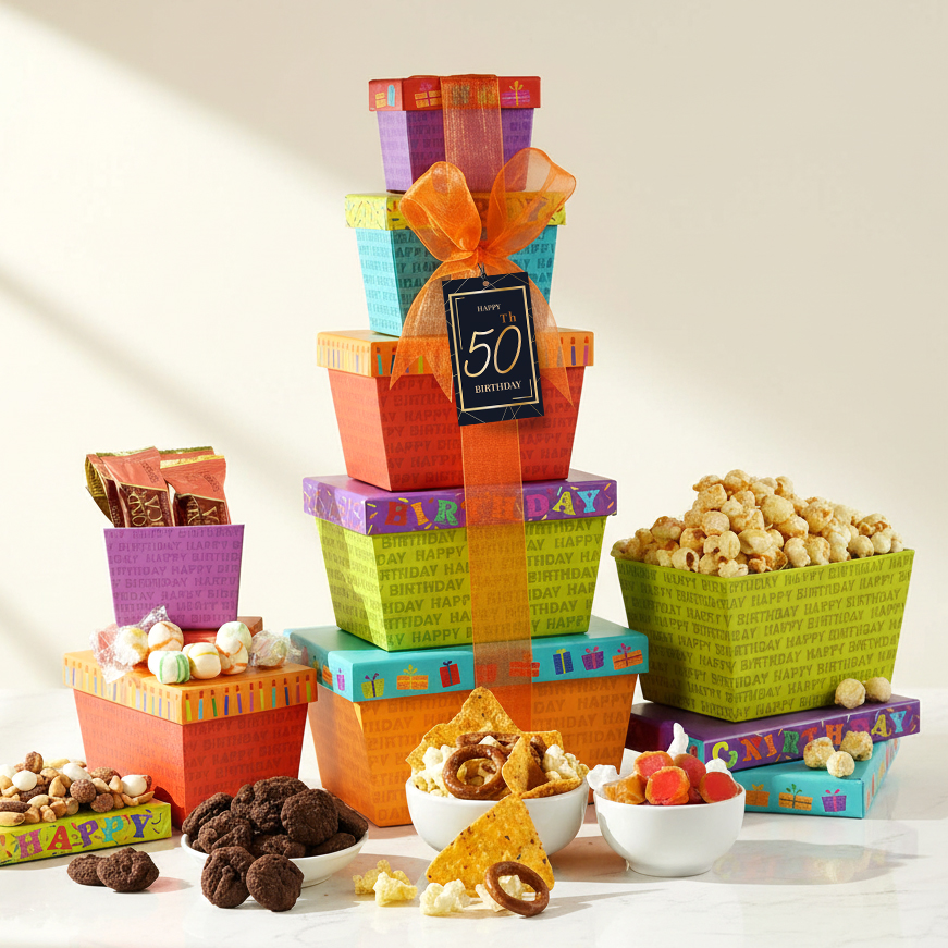 50th Happy Birthday Gift Tower