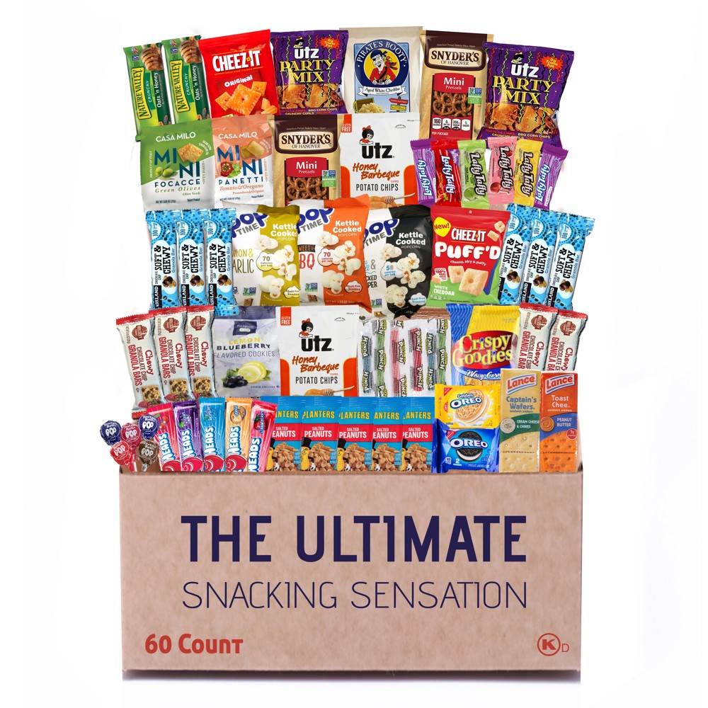 60 Count Snack Box Variety Pack Care Package