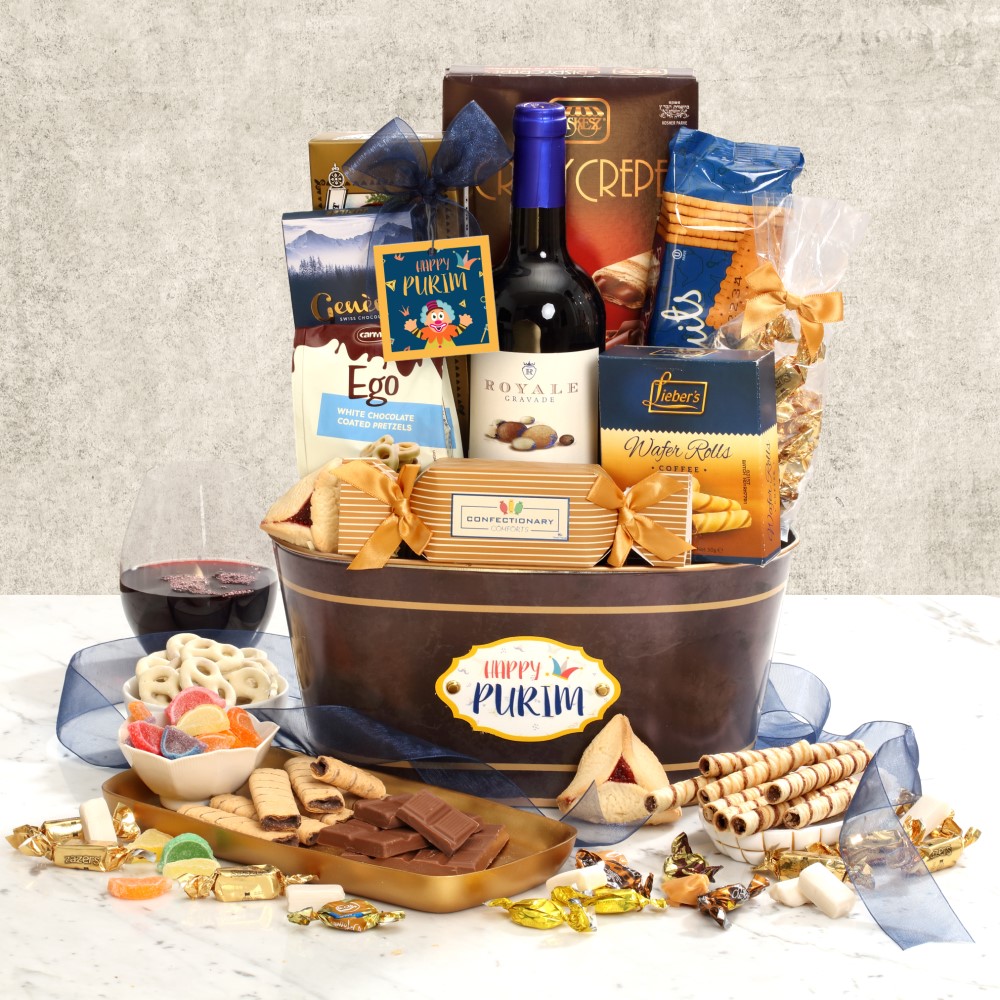 >Midnight Blues Purim Wine Basket