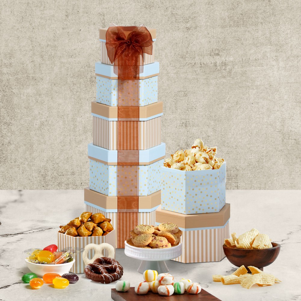 >Celebration Gift Tower with Sweets Nuts and Chocolates