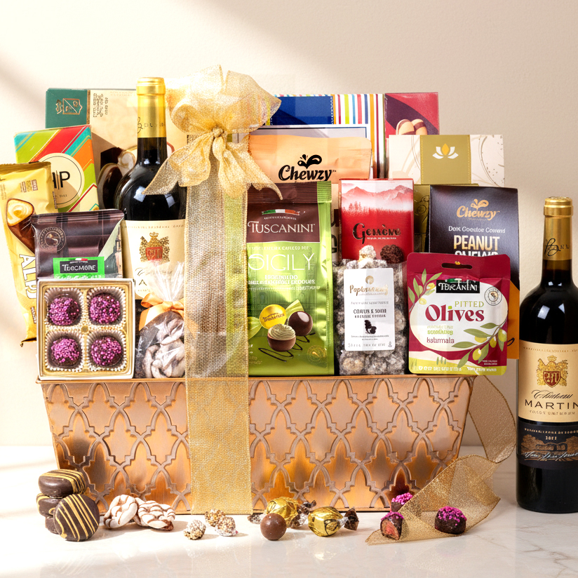 Purim Deluxe Presentation Wine Basket