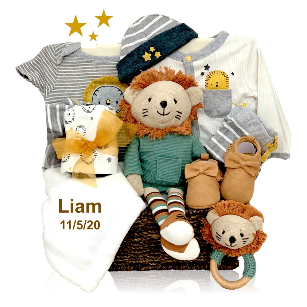 >Lovable Lion Baby Gift Basket