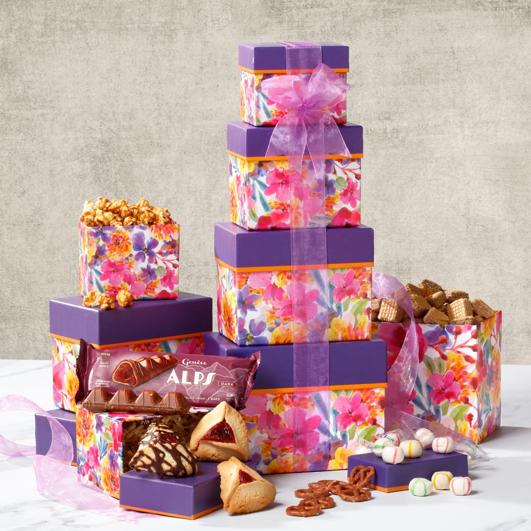 >Floral Delight Purim Gift Tower