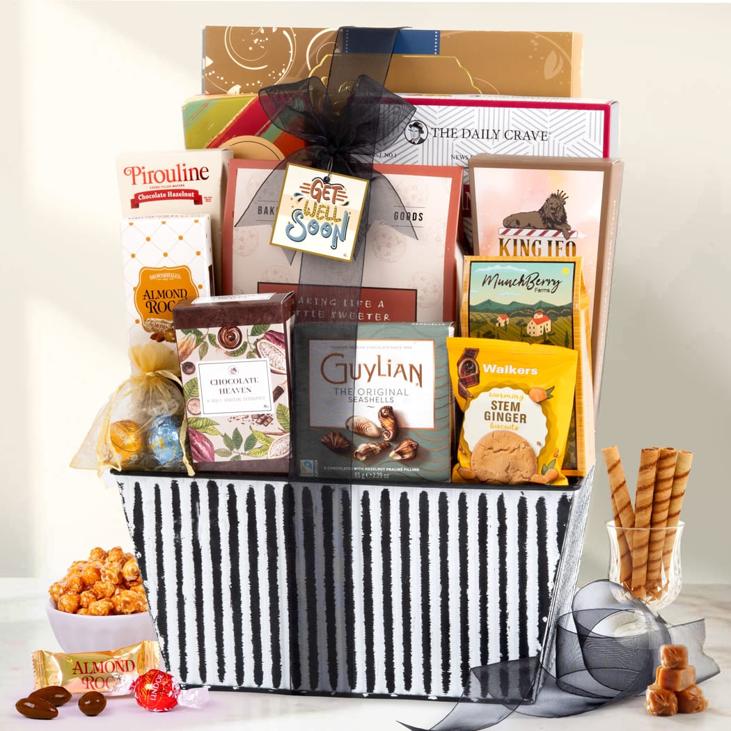 Get Well Deluxe Striped Gift Basket