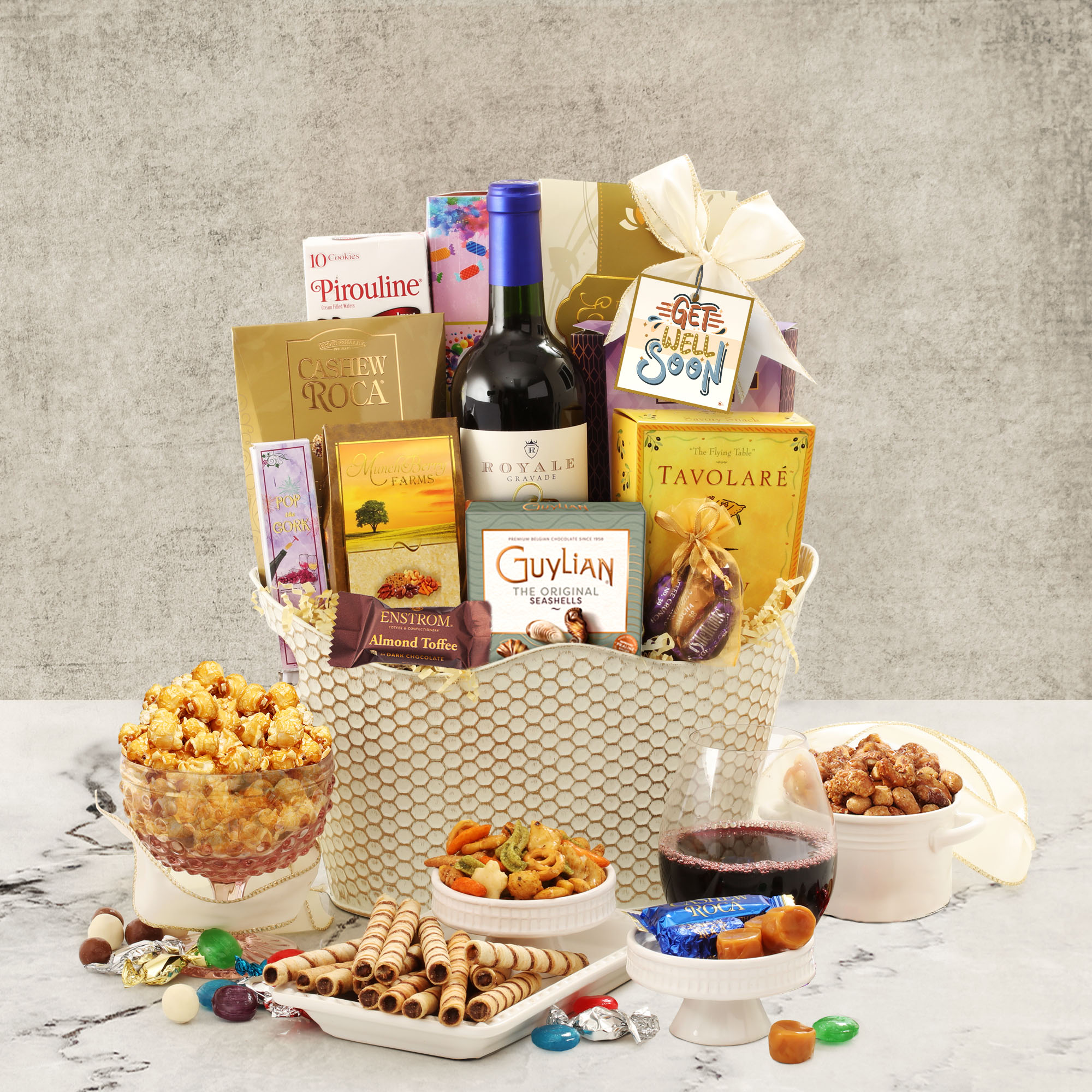 >Get Well Wine Gift Basket
