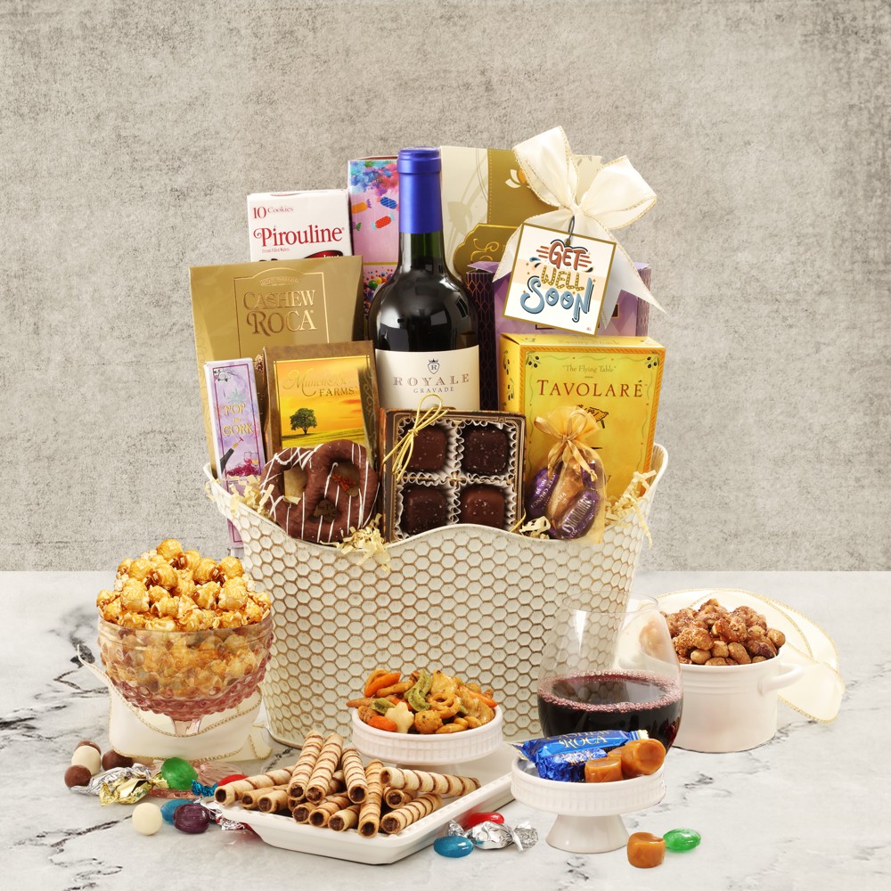 >Get Well Wine Gift Basket