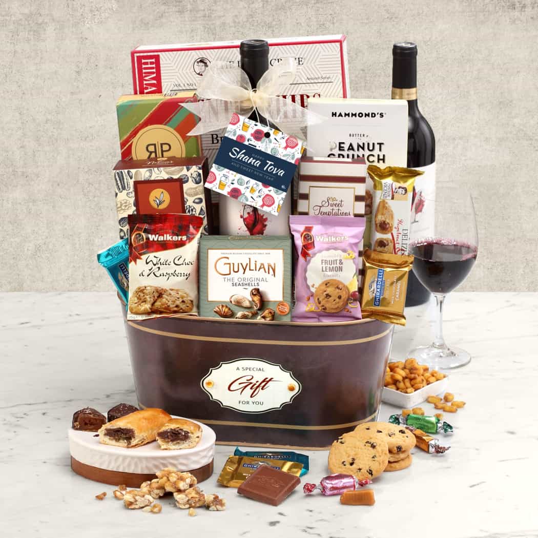 >Gourmet Rosh Hashana Wine Gift Basket