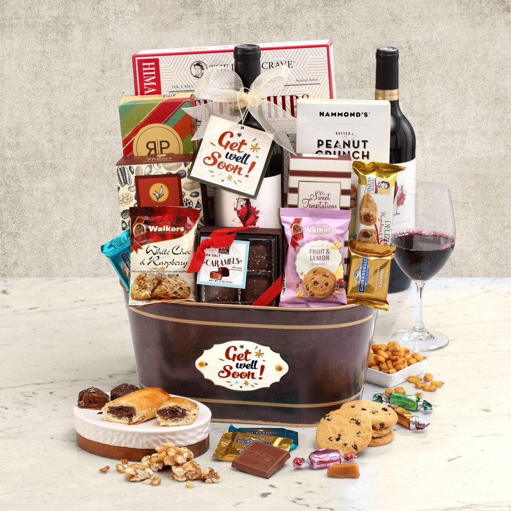 >Gourmet Get Well Wine Gift Basket