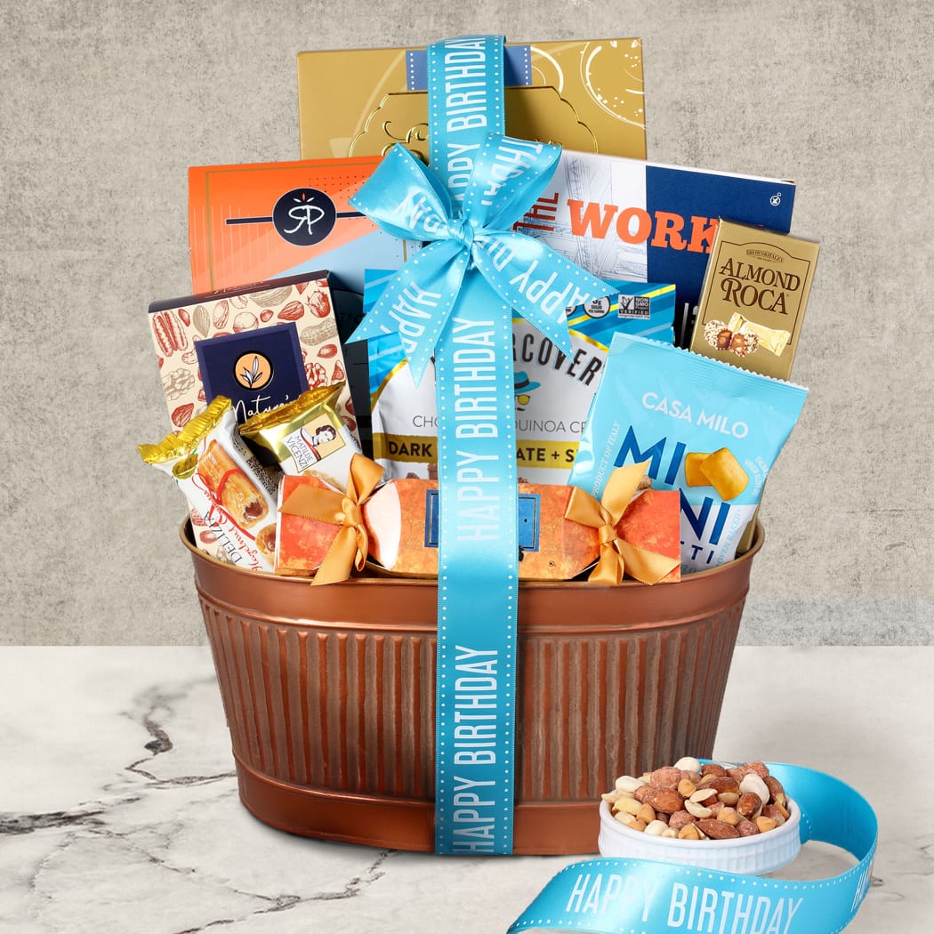 >Happy Birthday Cheerful Treats Gift Basket