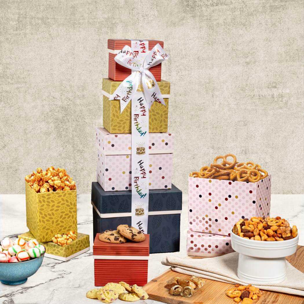 >Happy Birthday Sweets Gift Tower