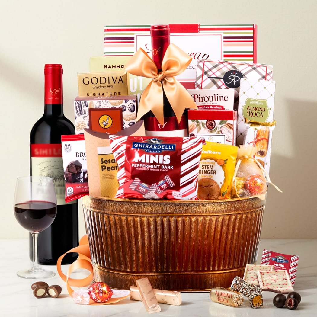 Holiday Cheers Wine Gift Basket