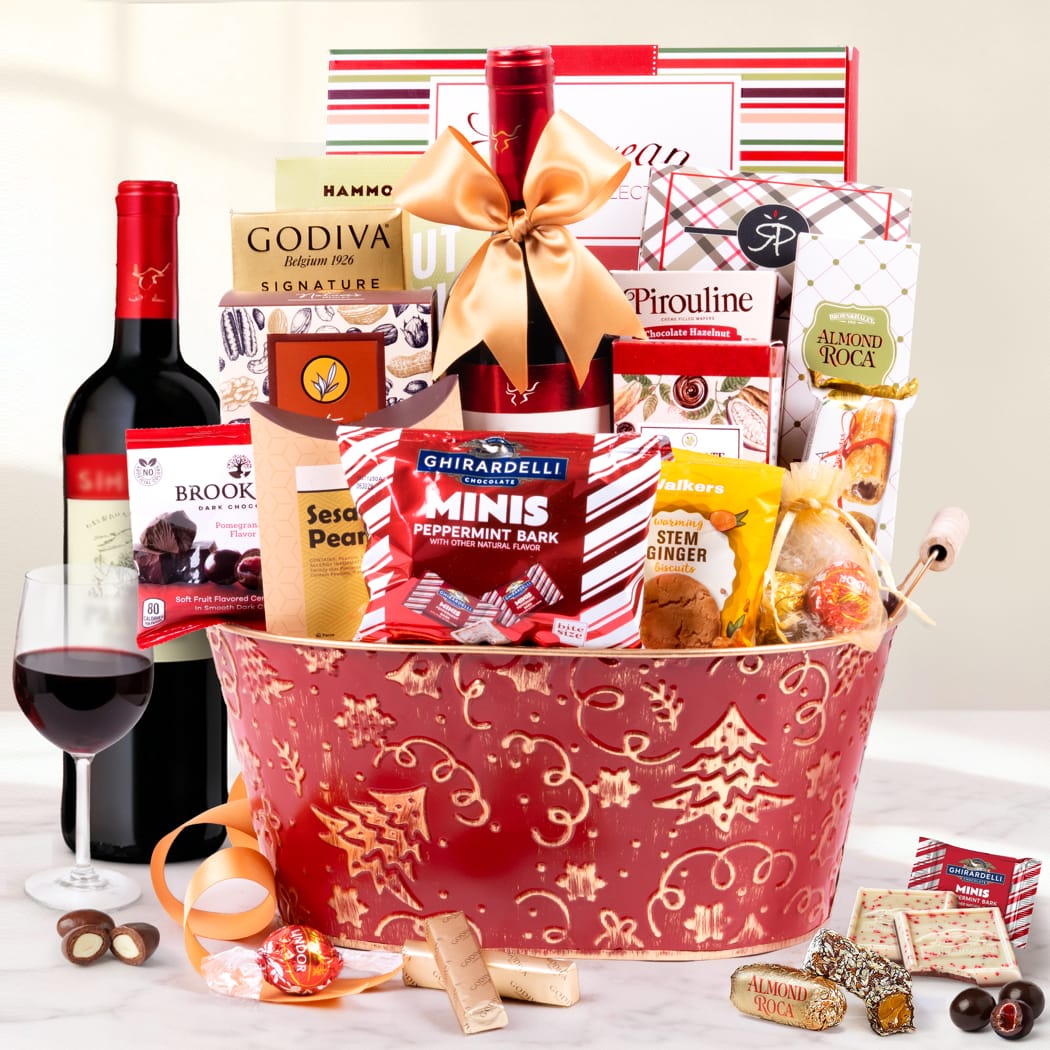 Holiday Cheers Wine Gift basket