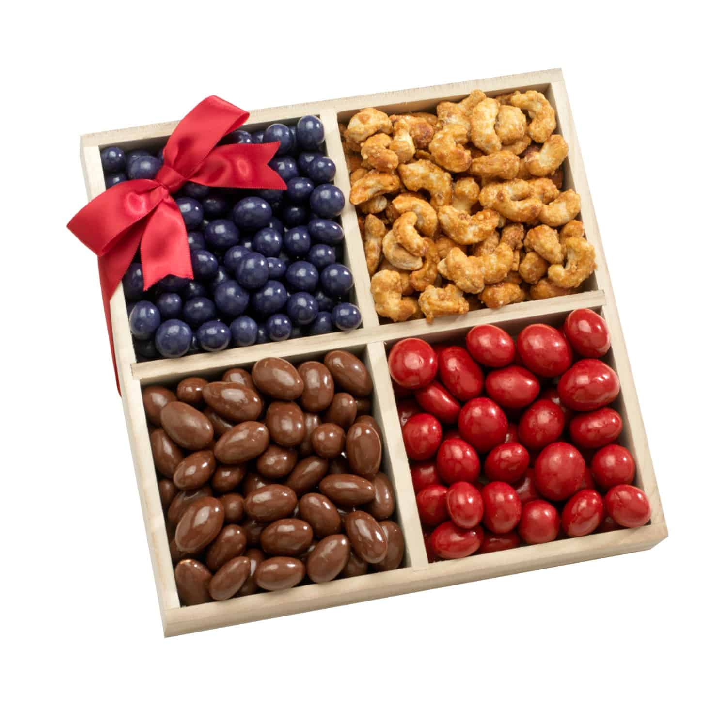 >Four Sectional Gourmet Chocolate, Sweets and Nuts Gift Tray