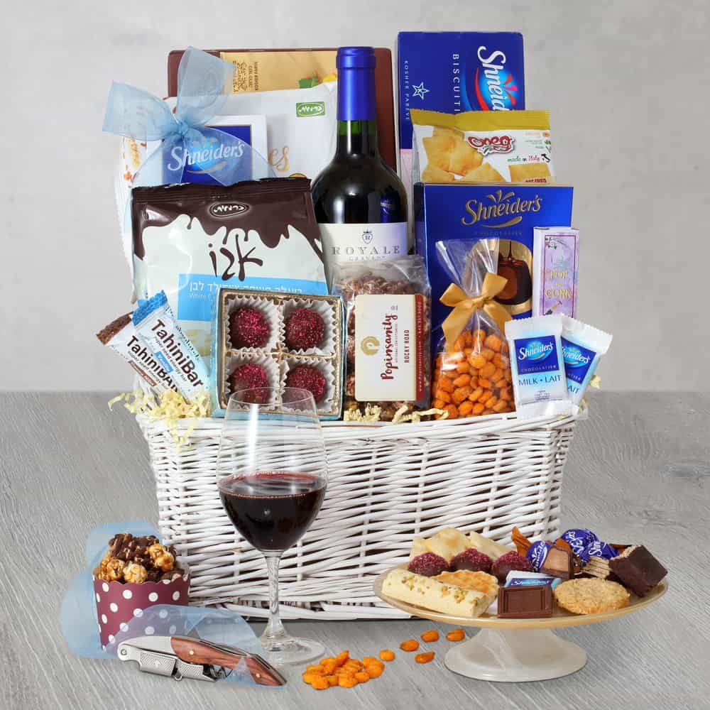 Brilliant Sapphire Purim Wine Gift Basket by