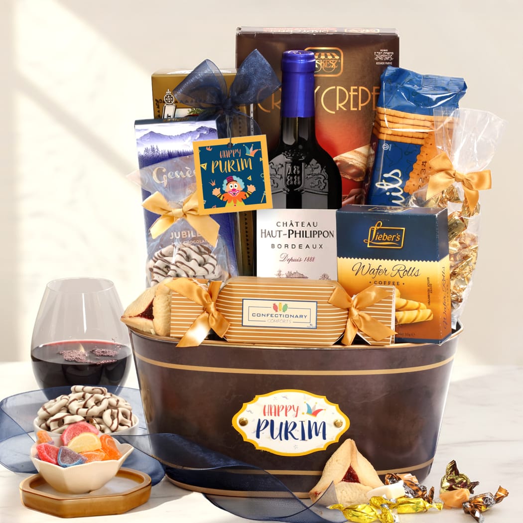 Midnight Blues Purim Wine Basket
