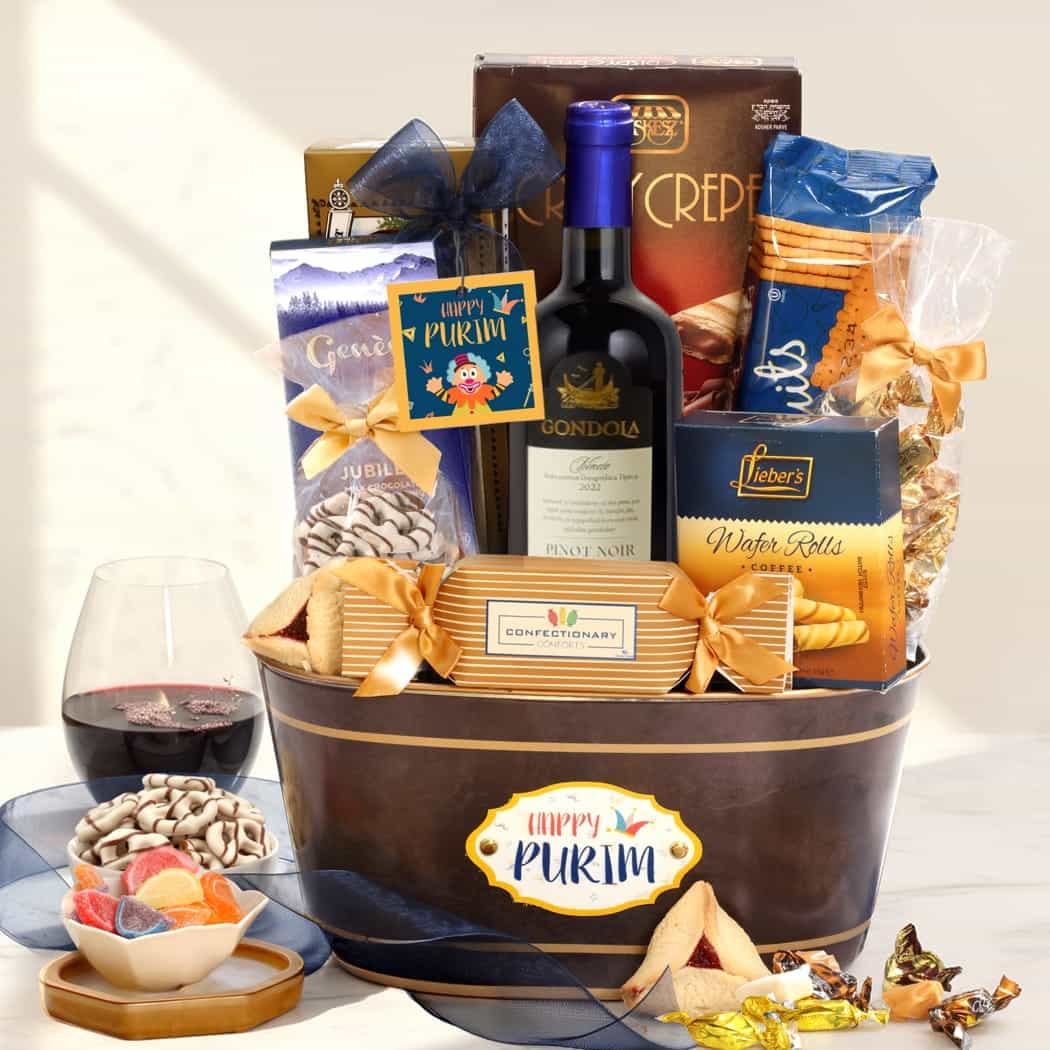 Midnight Blues Purim Wine Basket