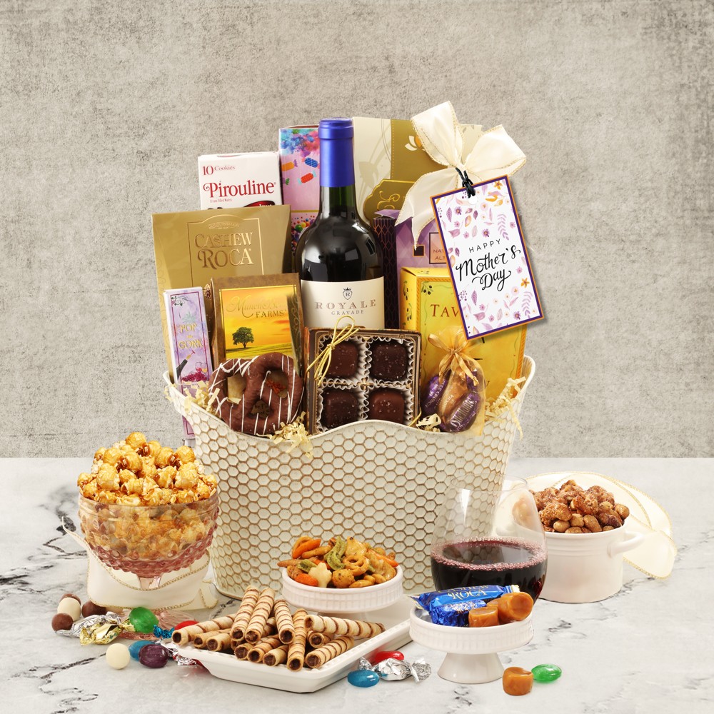 >Mothers Day Red Wine Basket