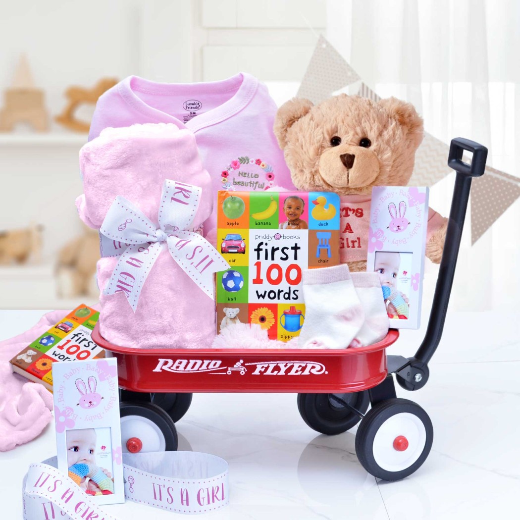 >Personalized Baby Girl Gift Basket