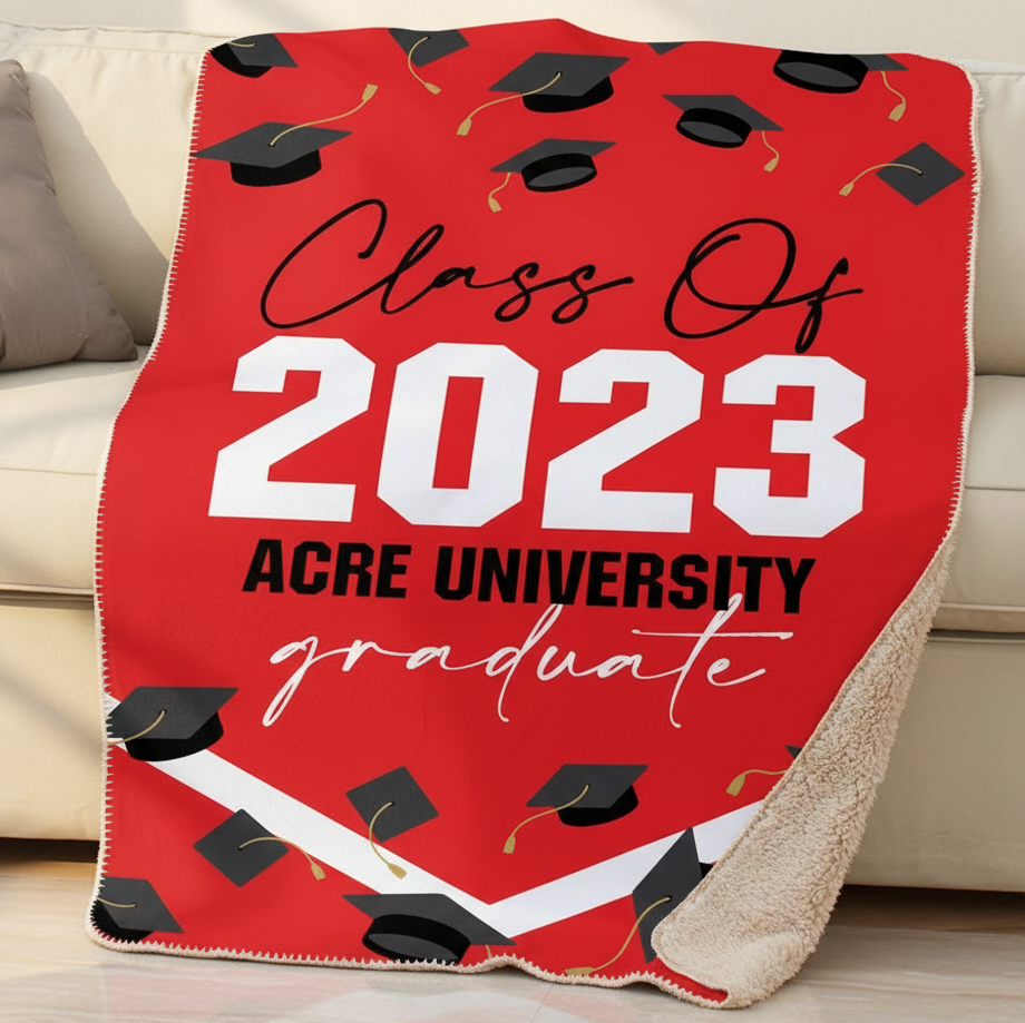 Personalized Graduation Throw Sherpa Blanket