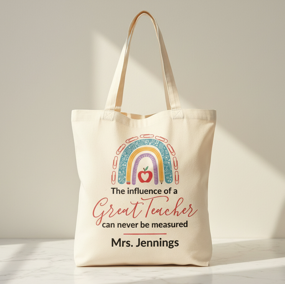 Personalized Teacher Canvas Tote Bag