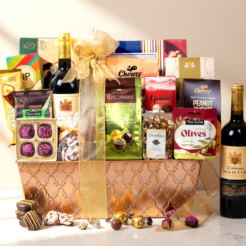 Purim Deluxe Presentation Wine Basket
