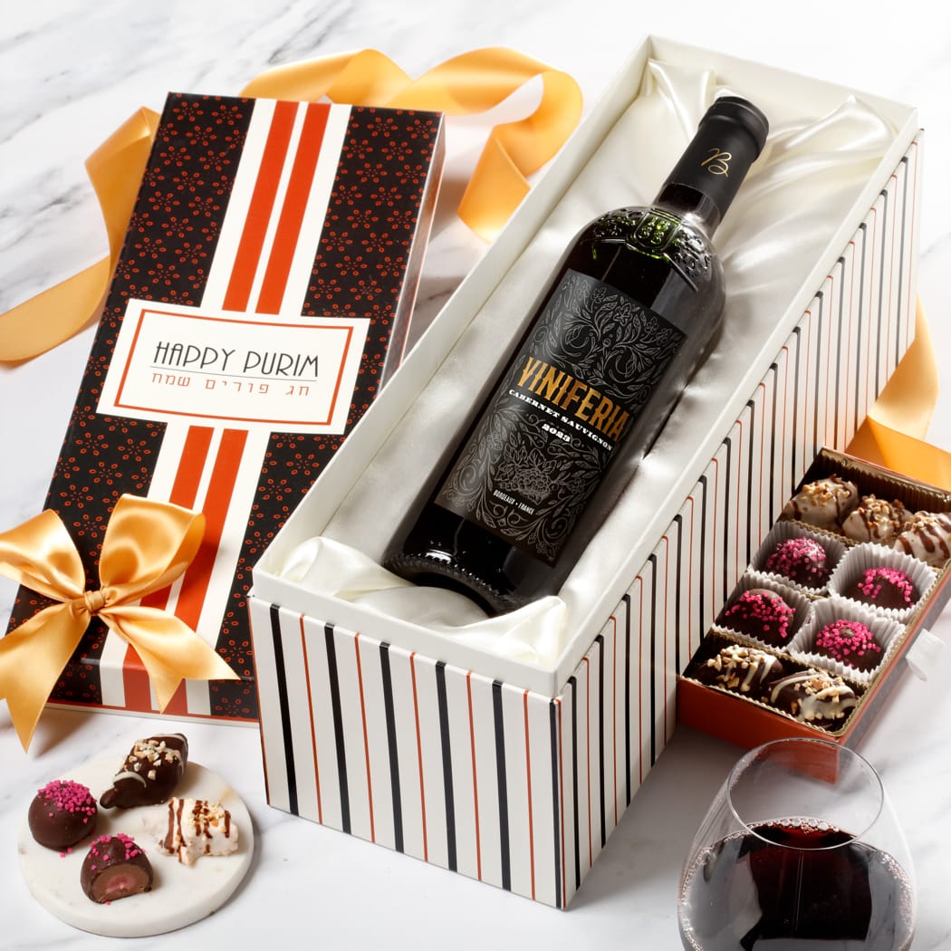 Purim Wine & Chocolate Gift Box