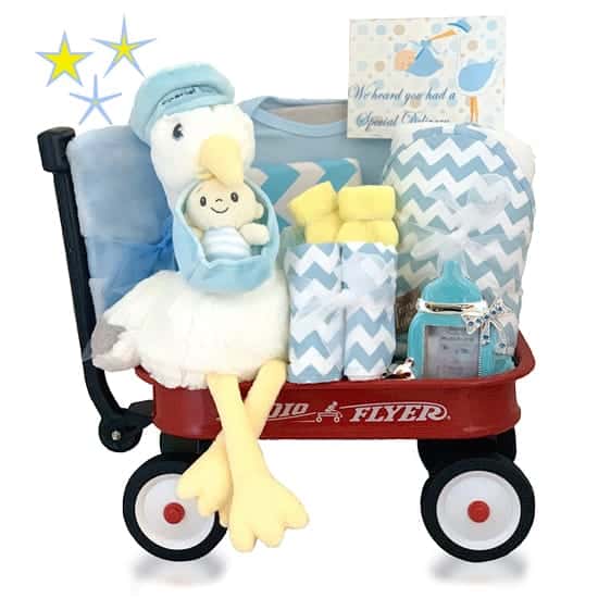 >Red Wagon Baby Boy Gift Basket