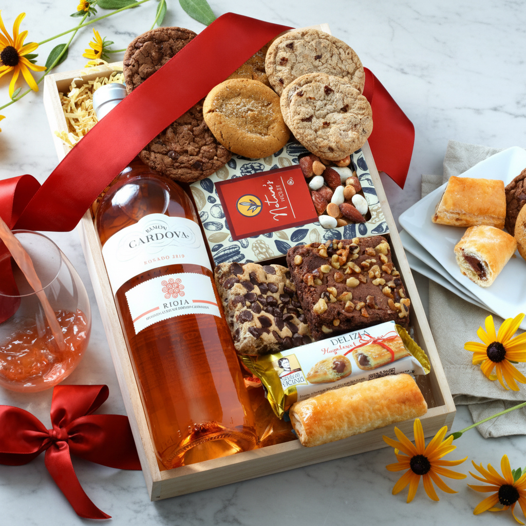 Rose Wine & Snacks Gift Tray