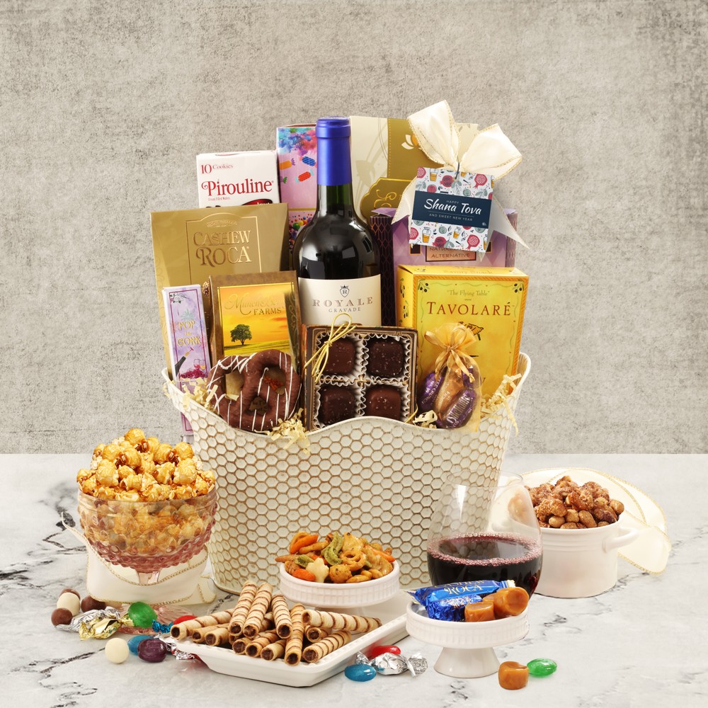 >Rosh Hashana Merlot Wine Basket