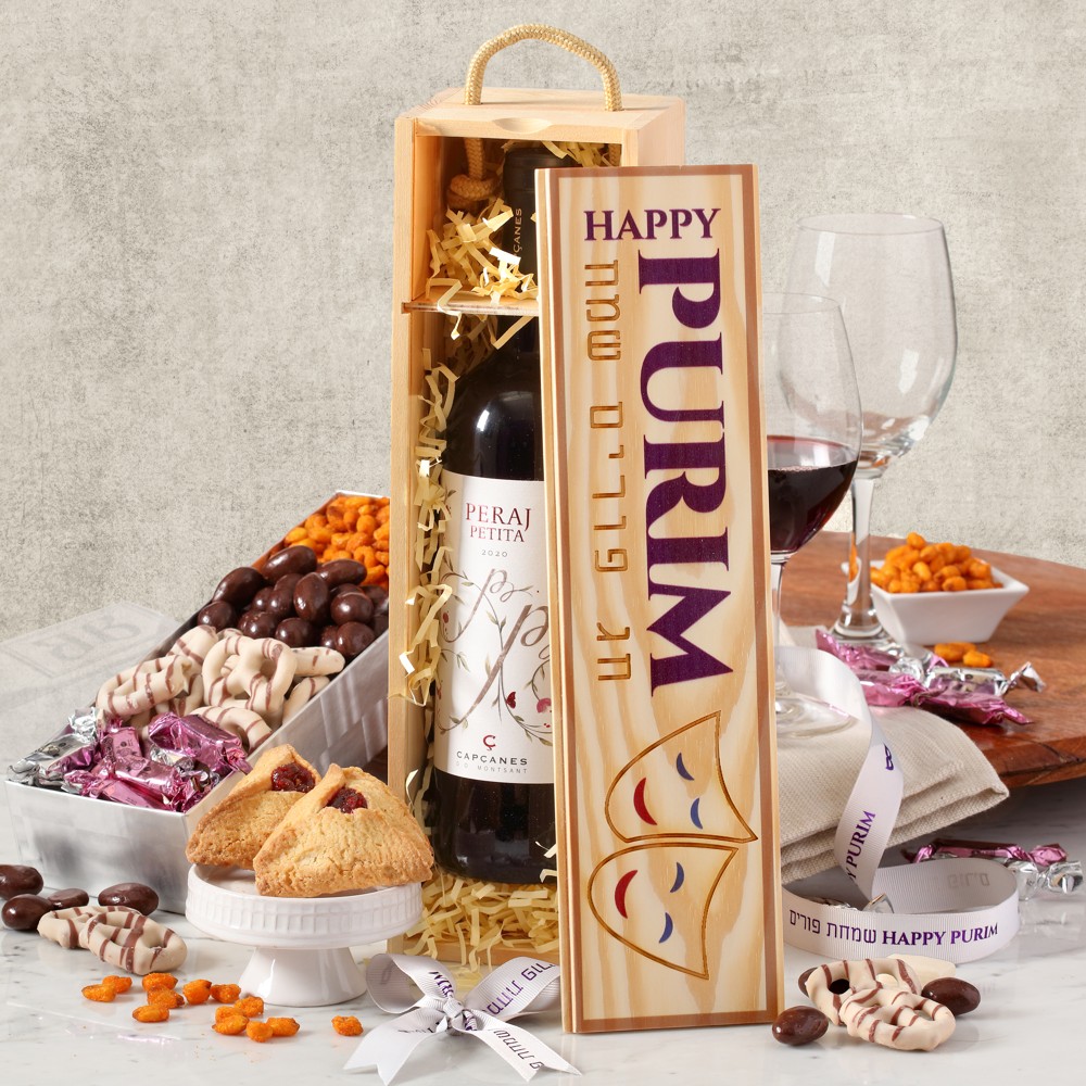 >Sweet Hideaways Purim Wine Gift Box