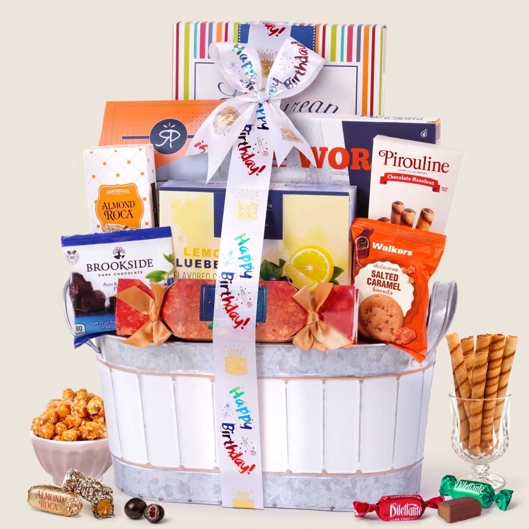 >Sweet Sensations Birthday Gift Basket