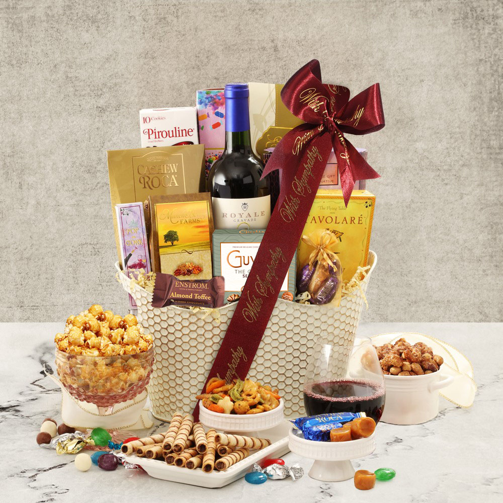 >Sympathy Wine Gift Basket