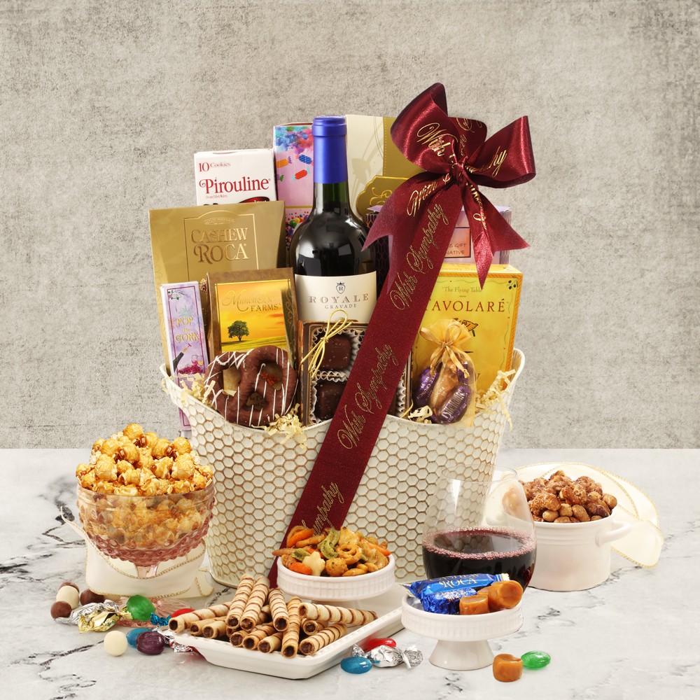 >Sympathy Wine Gift Basket