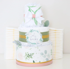 Floral Greenery Baby Diaper Cake