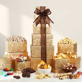 Glittering Gold Holiday Gift Tower