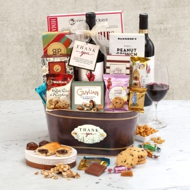Gourmet Thank You Wine Gift Basket