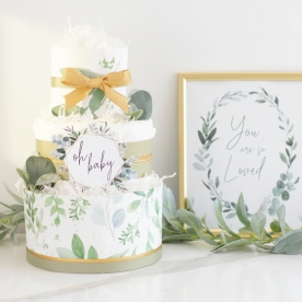 Greenery Baby Diaper Cake