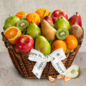 Happy Holidays Fresh Fruit Basket