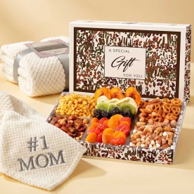Mothers Day Dried Fruit, Nuts & Throw Gift