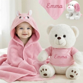 Personalized Pink Towel And Plush Gift Set