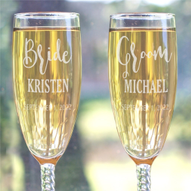 Personalized Wedding Champagne Flute Set