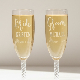 Personalized Wedding Champagne Flute Set