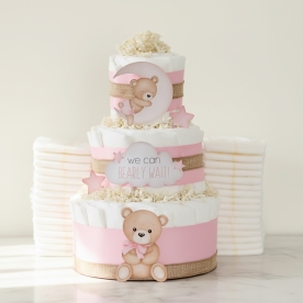 Teddy Bear Diaper Cake Pink Collection