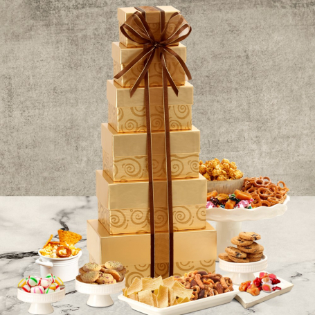 Deluxe Festive Gift Tower by BroadwayBasketeers.com
