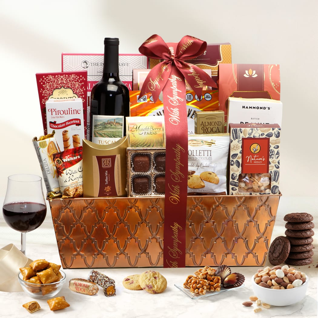 With Sympathy Deluxe Wine Gift Basket